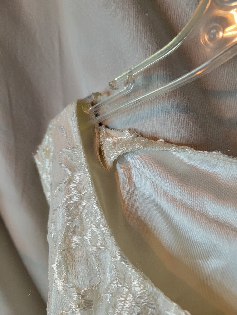 Elegant White Ruffled Lace, Beaded & Embroidered Wedding Dress - Picture 10 of 17
